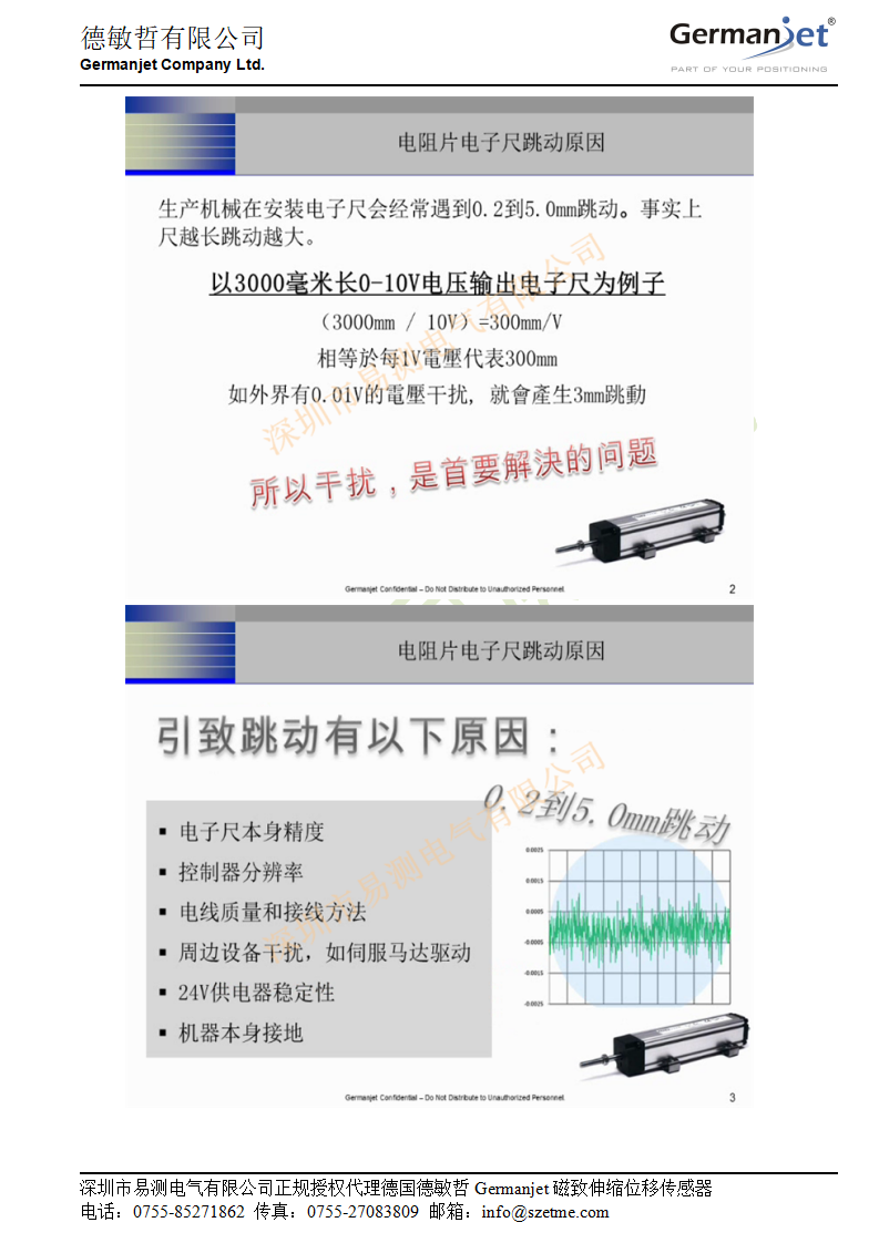 德敏哲Germanjet磁致伸缩位移传感器现场解决客户长行程跳动案列